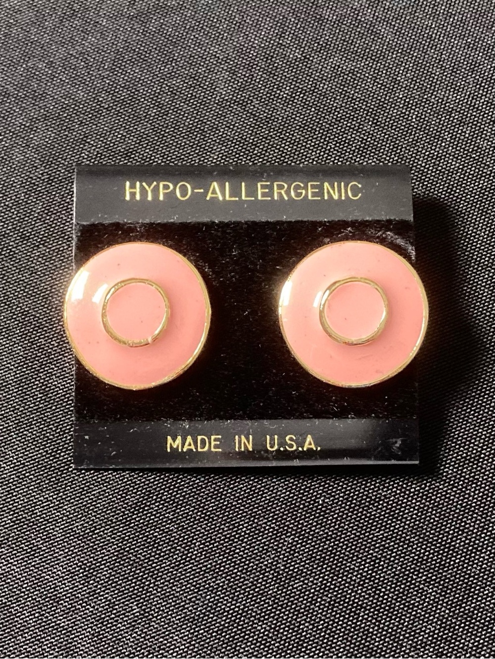 Vintage Pastel Pink And Gold Circle Stud Earrings